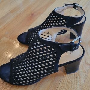 Unisa Black Cutout Block Heel Sandals